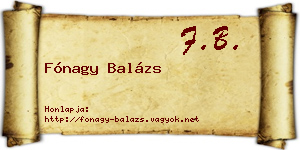 Fónagy Balázs névjegykártya